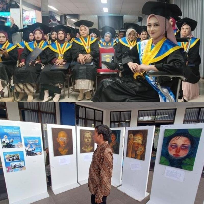 Tak Menyerah di Atas Kursi Roda, Mahasiswa Difabel Ini Raih Cumlaude dan Pameran Lukisan