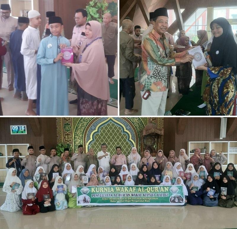 Dukung Program Keagamaan di Pekanbaru, Mushaf Al-Qur’an Kembali Disalurkan KWQ di SMPN Madani